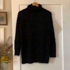 SOLD Long fuzzy black Sherpa like turtle neck